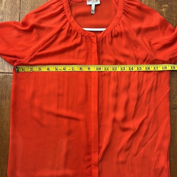 Josie buttons down blouse red silk size s - Picture 6 of 7